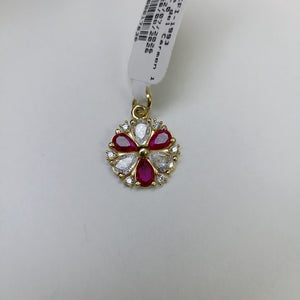 DIJE FLOR CIRCONIAS Y PIEDRAS DE COLOR 14K 2.8 GR (NUEVO)