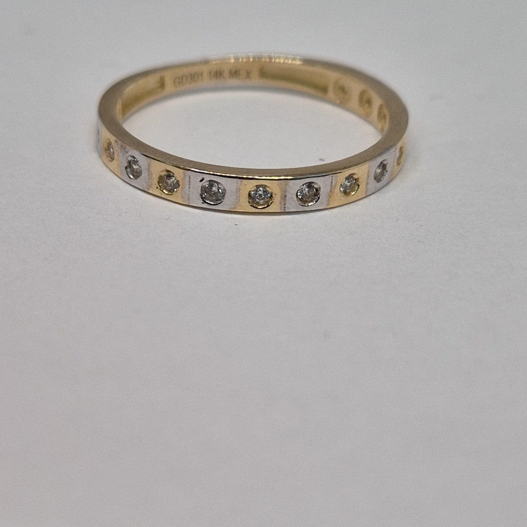ANILLO ANILLITO C CIRCONIAS COMBINADO 14K 8 TALLA 2 GR (NUEVO)