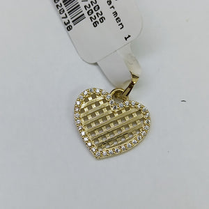 DIJE TEJIDO CORAZON CON CERCO DE CIRCONIAS 14K 1.1 GR (NUEVO)