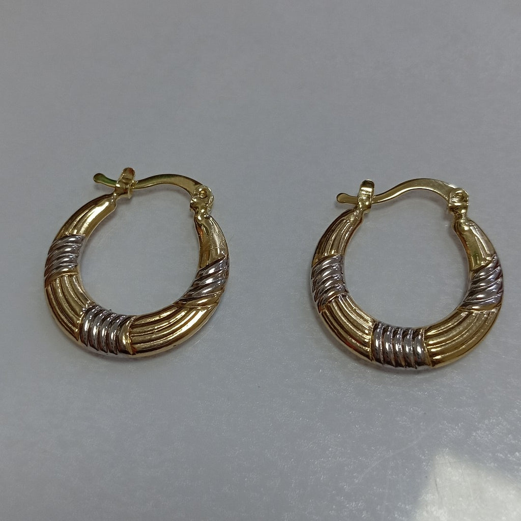 ARETES TEJIDO ARRACADAS COMBINADAS HUECAS 14K 1.9 GR (NUEVO)