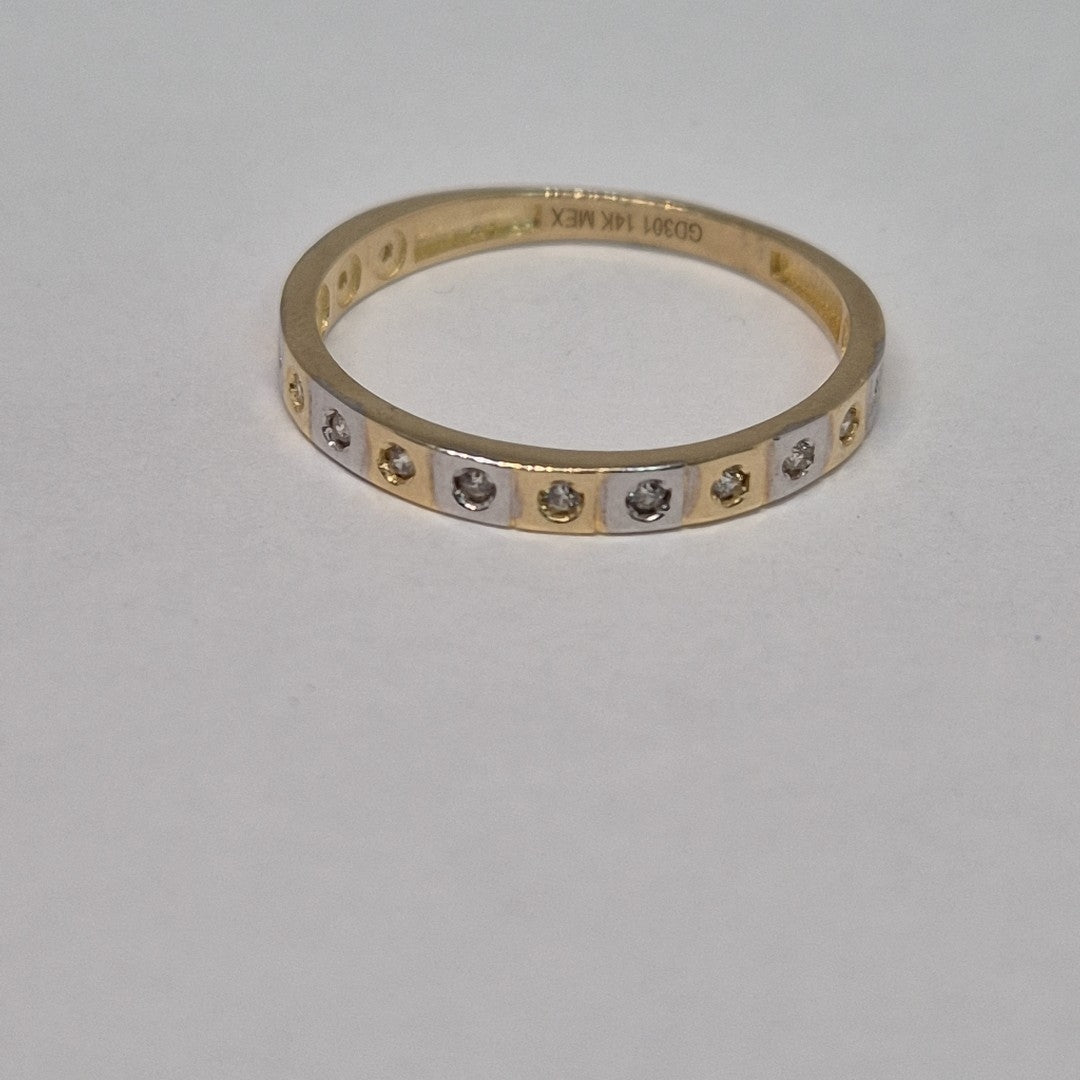 ANILLO ANILLITO C CIRCONIAS COMBINADO 14K 9 TALLA 2.1 GR (NUEVO)