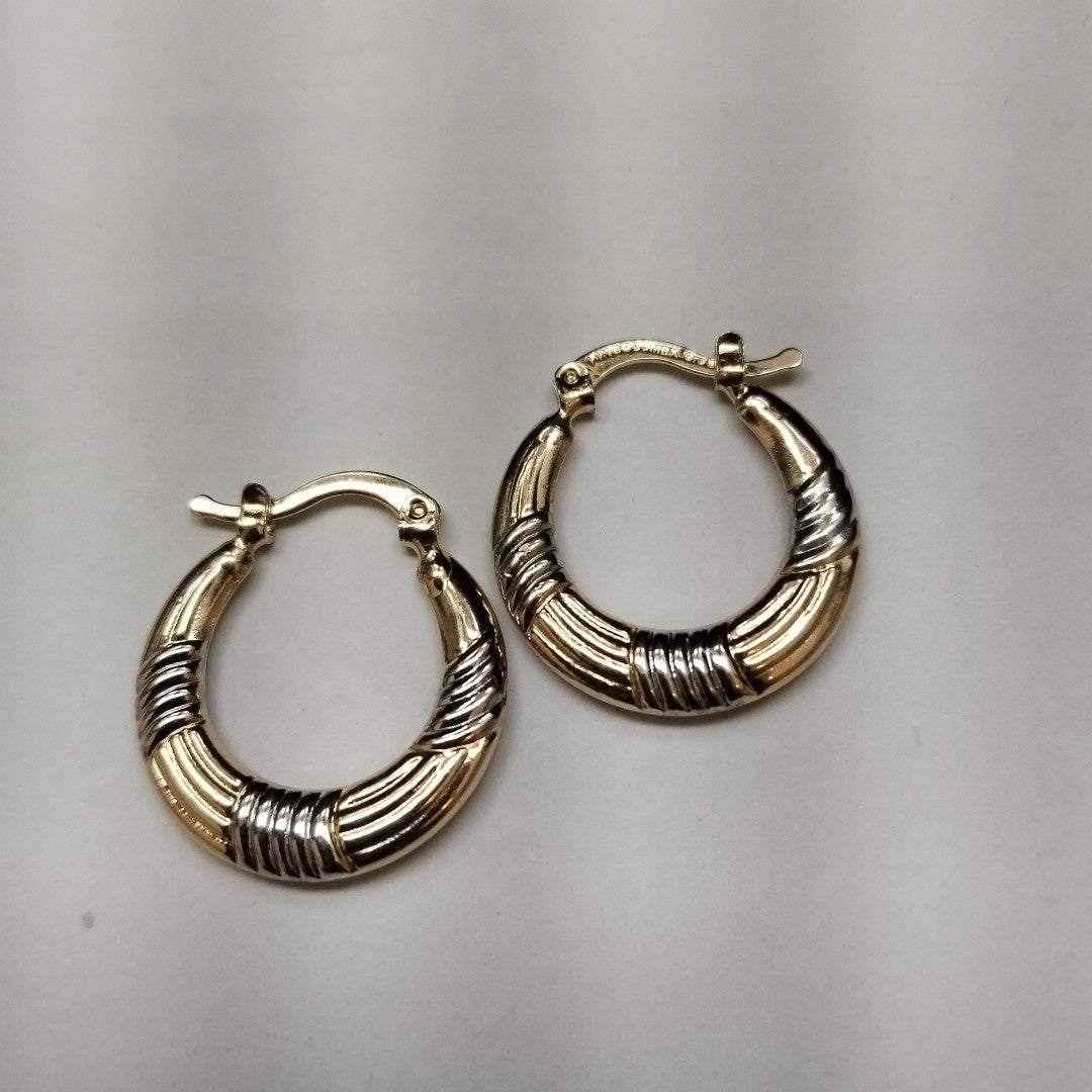 ARETES TEJIDO ARRACADAS COMBINADAS HUECAS 14K 2.1 GR (NUEVO)