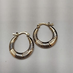 ARETES TEJIDO ARRACADAS COMBINADAS HUECAS 14K 2.1 GR (NUEVO)