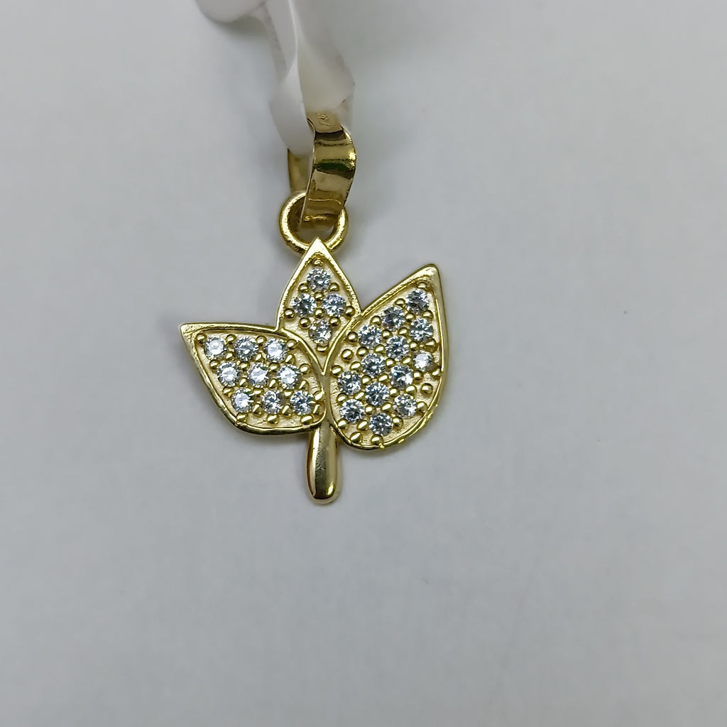 DIJE TEJIDO HOJAS CON CIRCONIAS 14K 1 GR (NUEVO)