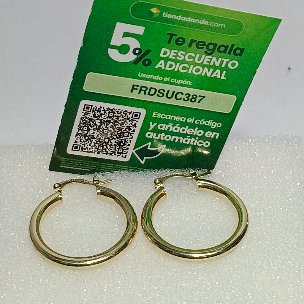 ARETES TEJIDO ARRACADAS LISAS HUECAS 14K 2.1 GR (NUEVO)