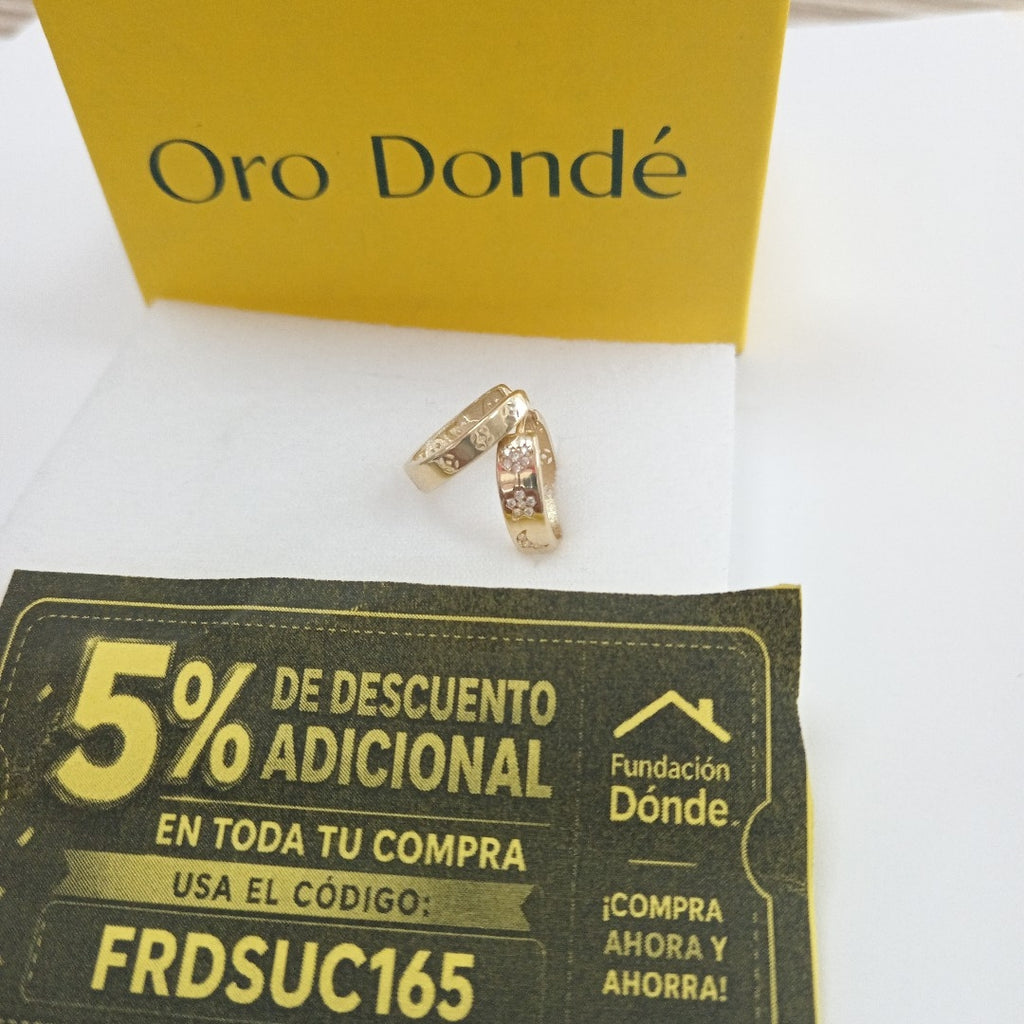 ARETES TEJIDO HUGGIES CON CIRCONIAS 14K 3 GR (NUEVO)