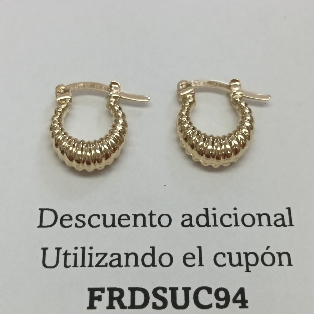 ARETES ARRACADA ESTRIADAS 14K 1.1 GR (NUEVO)