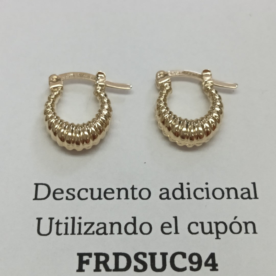 ARETES ARRACADA ESTRIADAS 14K 1.1 GR (NUEVO)