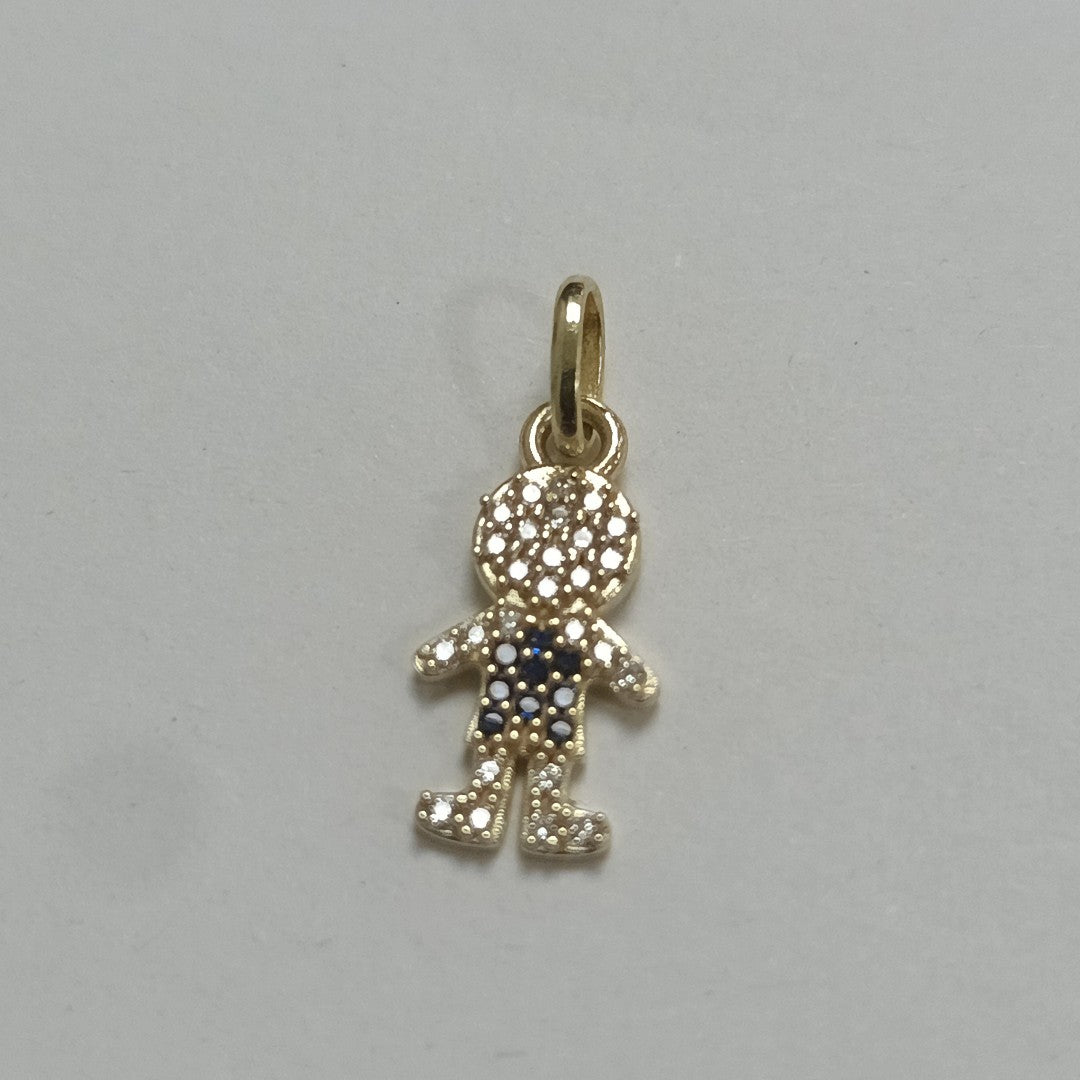DIJE NIÑO CON CIRCONIAS Y PIEDRAS DE COLOR 10K 0.8 GR (NUEVO)