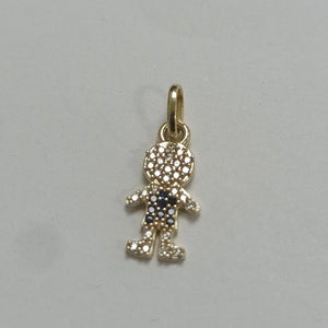 DIJE NIÑO CON CIRCONIAS Y PIEDRAS DE COLOR 10K 0.8 GR (NUEVO)