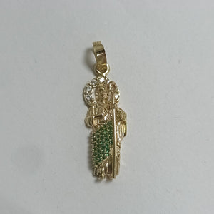 DIJE SAN JUDAS CON PIEDRAS DE COLOR 14K 1.6 GR (NUEVO)