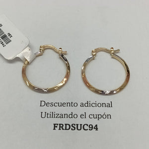 ARETES TEJIDO ARRACADAS BISELADAS COMBINADAS 14K 1.4 GR (NUEVO)