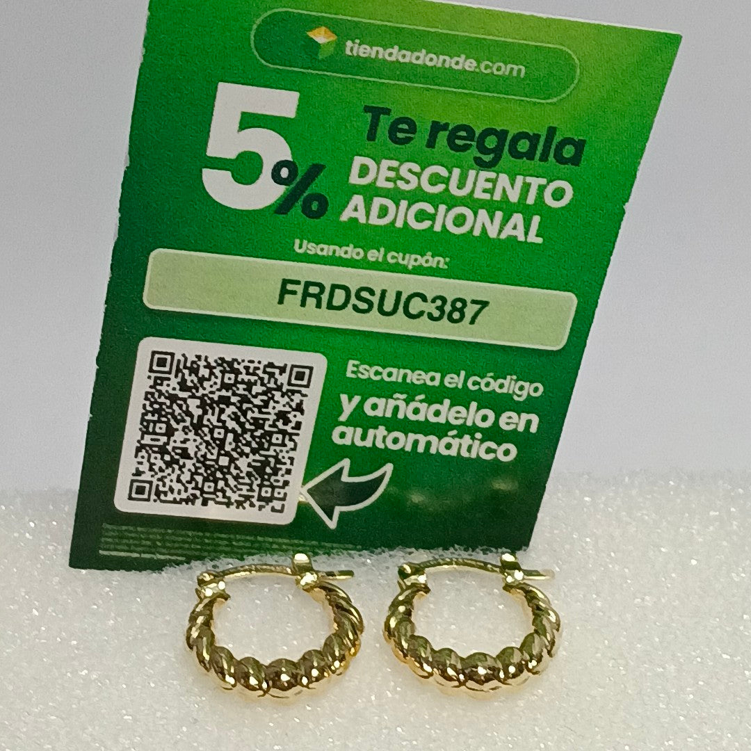 ARETES ARRACADAS TZL HUECAS 14K 1.5 GR (NUEVO)