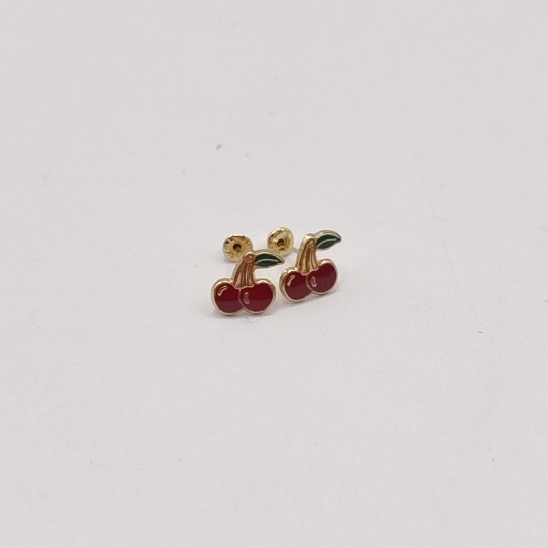 BROQUELES BROQUE FIG CEREZA C ESMALTE 14K 0.2203 GR (NUEVO)