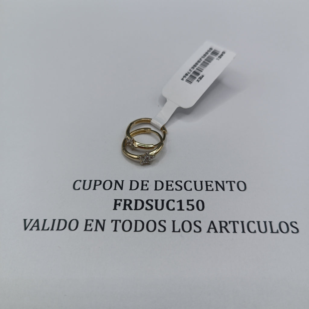 ARETES ARRACADAS FIG ESTRELLA CIRCONIAS 10K 1.6 GR (NUEVO)