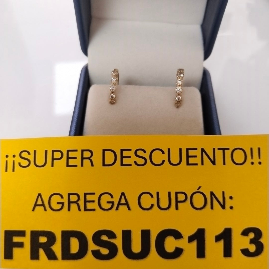 ARETES HUGGIES C CIRCONIAS 14K 2 GR (NUEVO)