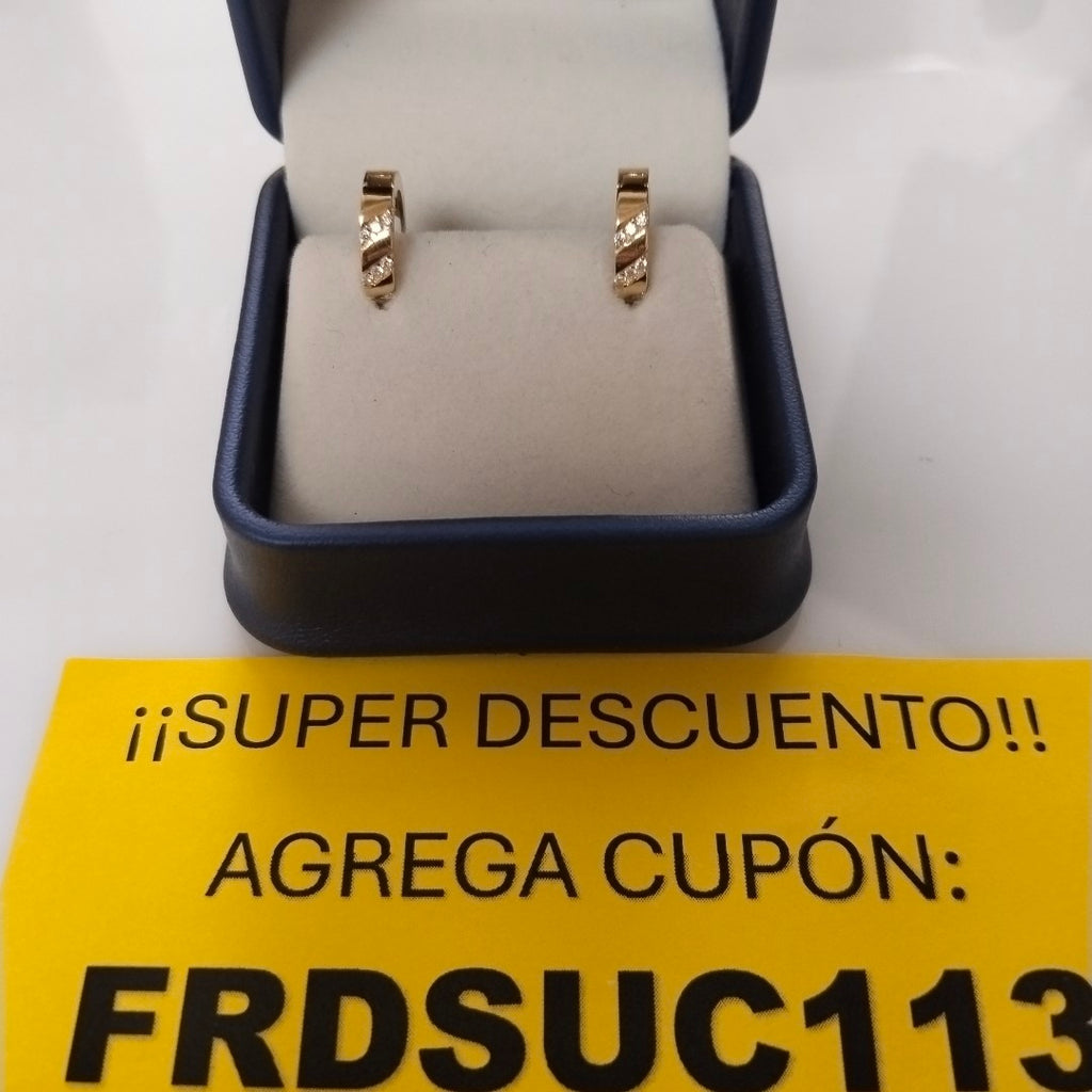 ARETES HUGGIES CON CIRCONIAS 14K 2.3 GR (NUEVO)