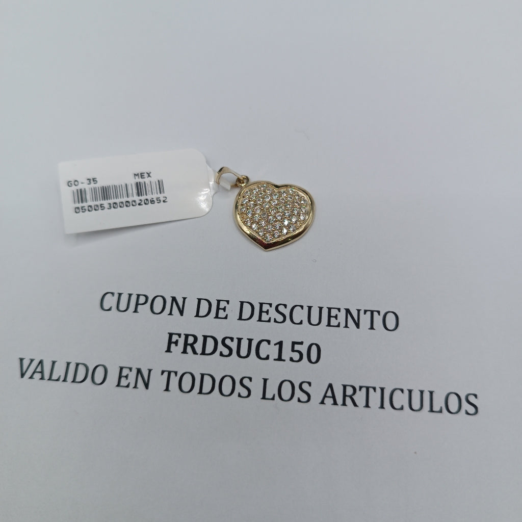DIJE TEJIDO CORAZON CON CIRCONIAS 14K 1.7 GR (NUEVO)