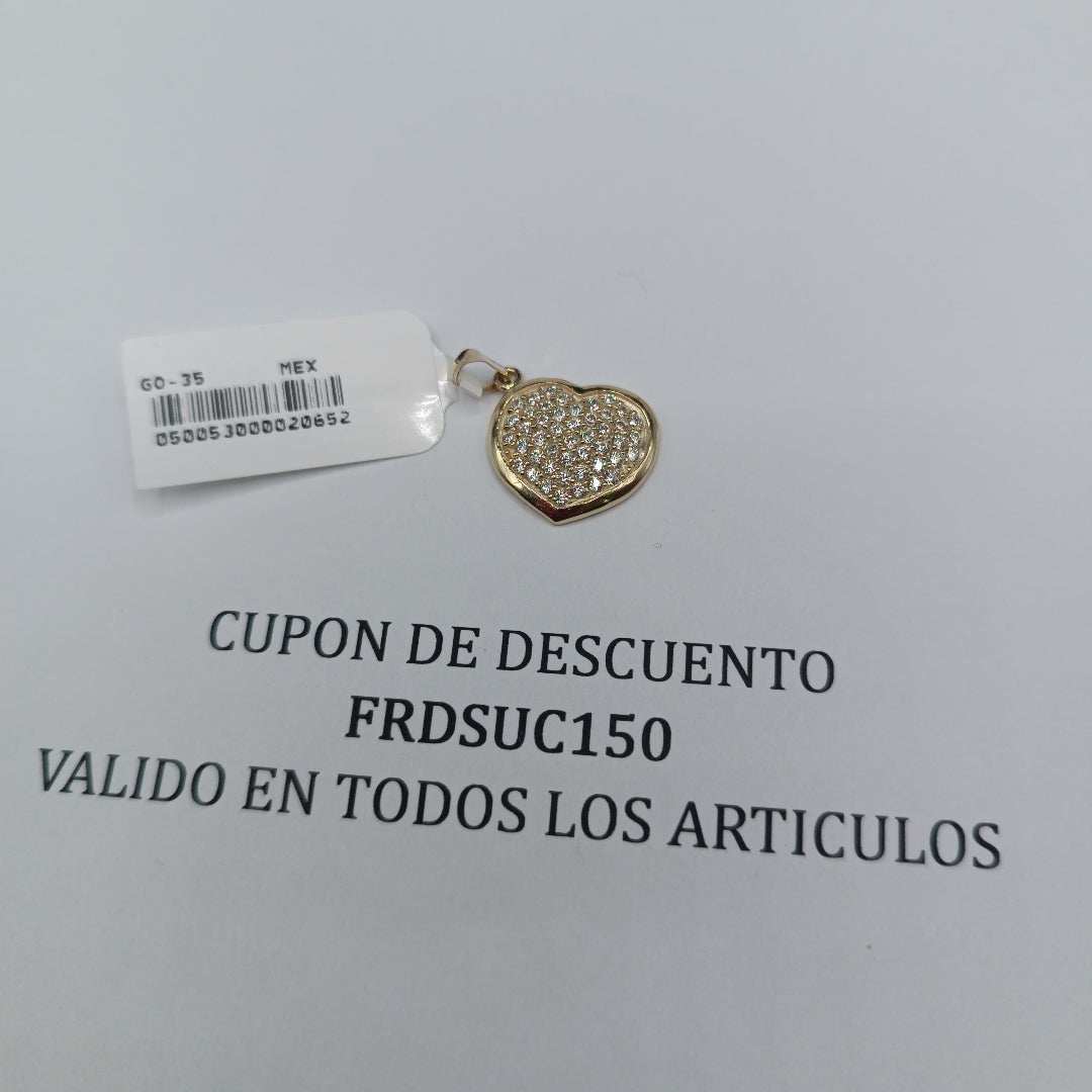 DIJE TEJIDO CORAZON CON CIRCONIAS 14K 1.7 GR (NUEVO)