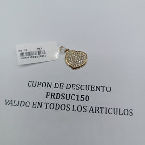 DIJE TEJIDO CORAZON CON CIRCONIAS 14K 1.7 GR (NUEVO)
