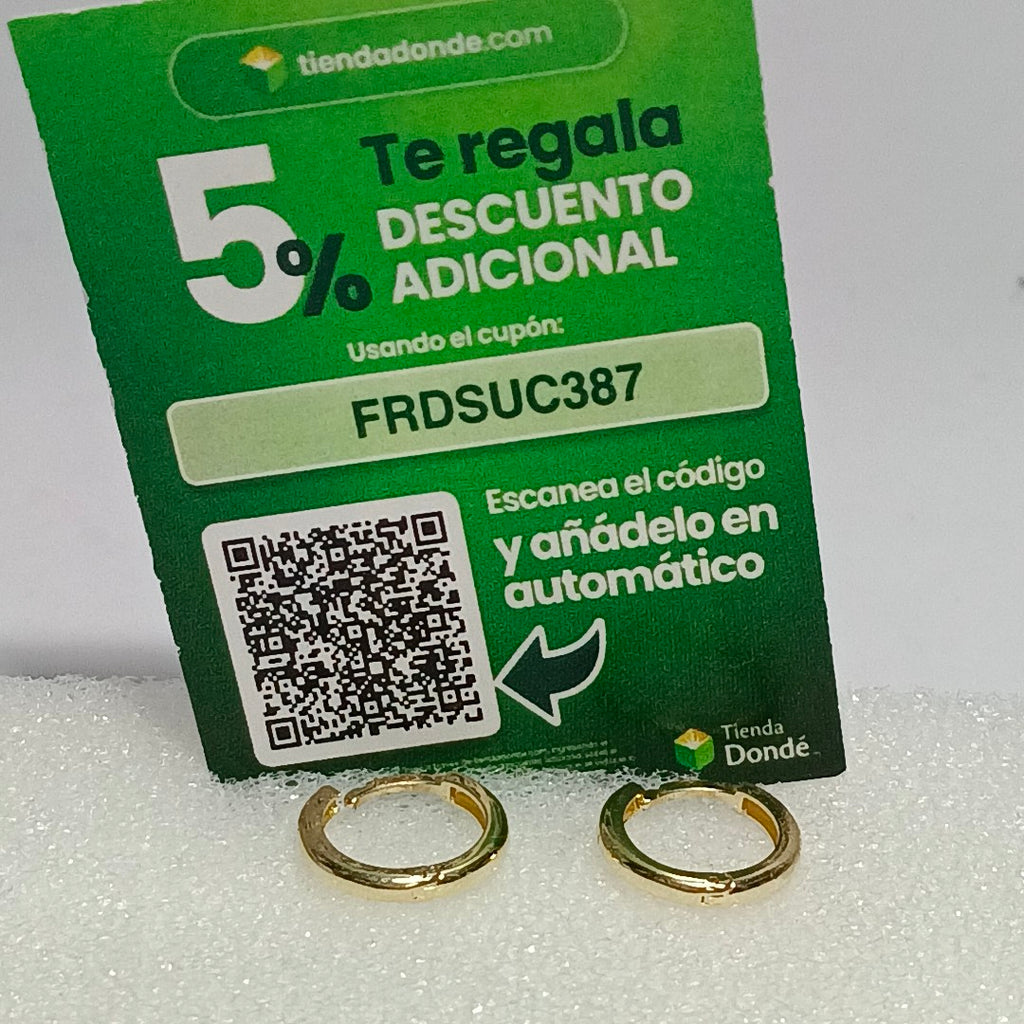 ARETES HUGGIES LISAS 14K 1.3 GR (NUEVO)