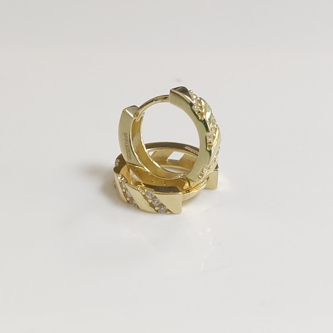 ARETES HUGGIES CON CIRCONIAS 14K 2.3 GR (NUEVO)