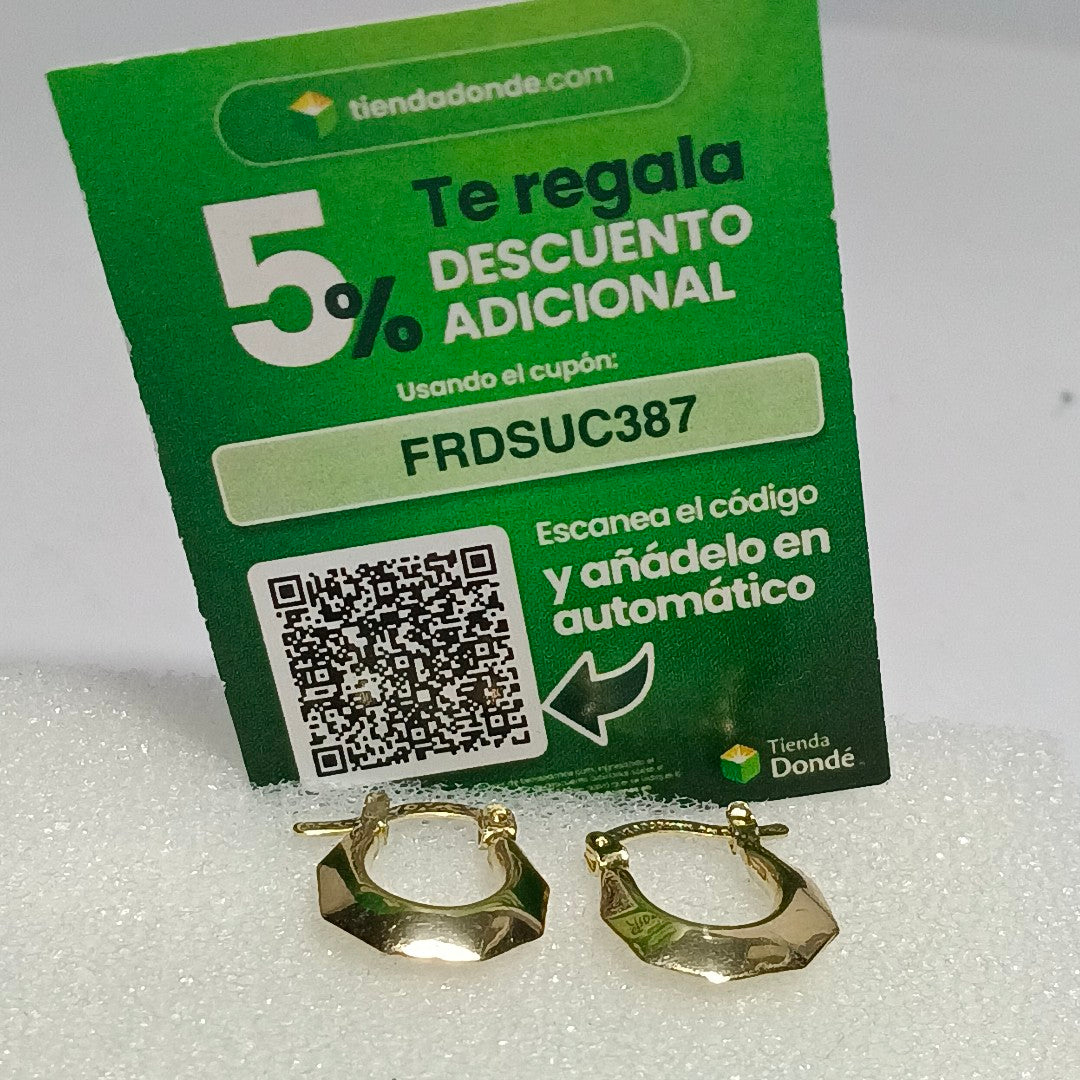 ARETES TEJIDO ARRACADA FACETADA 14K 1.3 GR (NUEVO)