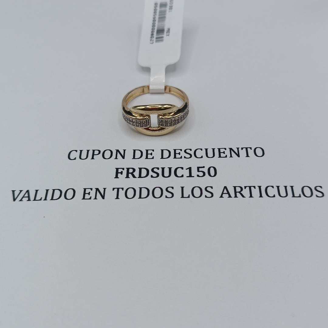 ANILLO ANILLITO C CIRCONIAS 10K 8 TALLA 2.4 GR (NUEVO)