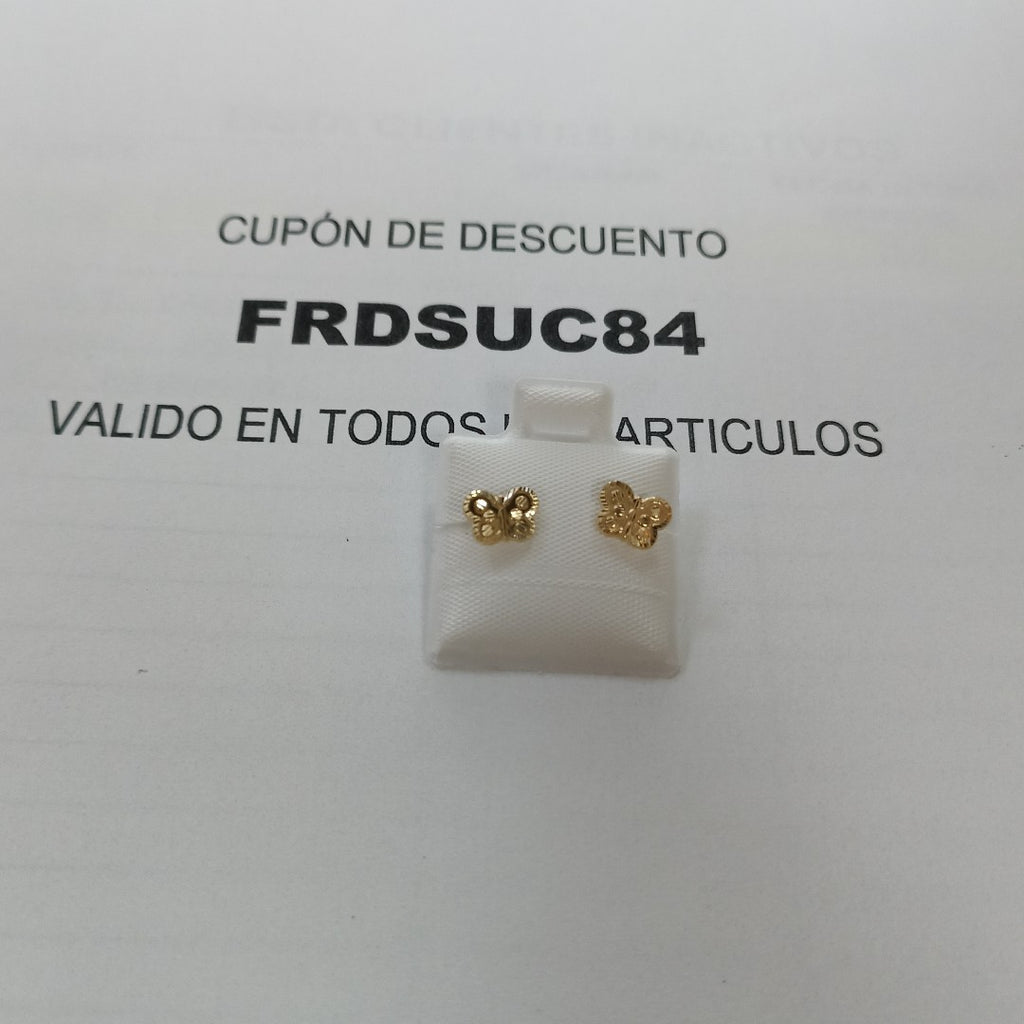 BROQUELES BROQUEL FIG MARIPOSA 14K 0.2668 GR (NUEVO)