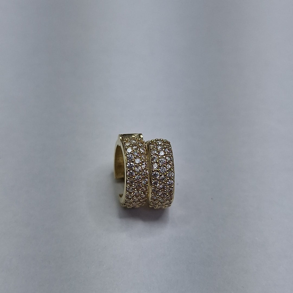 ARETES HUGGIE CON CIRCONIAS 14K 2.1 GR (NUEVO)
