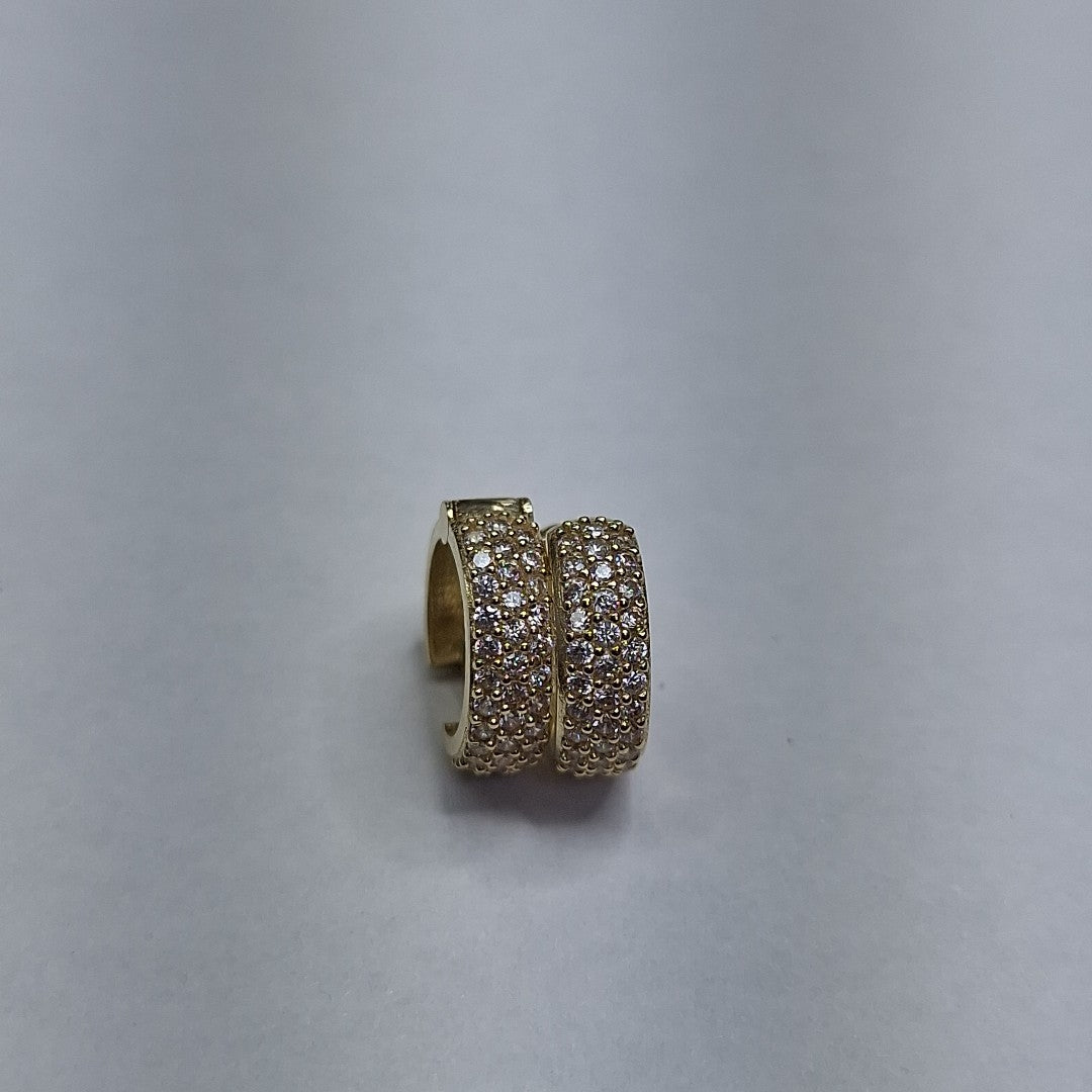 ARETES HUGGIE CON CIRCONIAS 14K 2.1 GR (NUEVO)