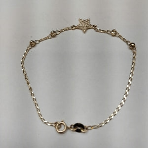 PULSERA ESPECIAL CON ESTRELLA Y CIRCONIAS 14K 18 CM 1.5 GR (NUEVO)