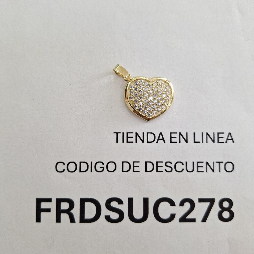 DIJE TEJIDO CORAZON CON CIRCONIAS 14K 1.8 GR (NUEVO)