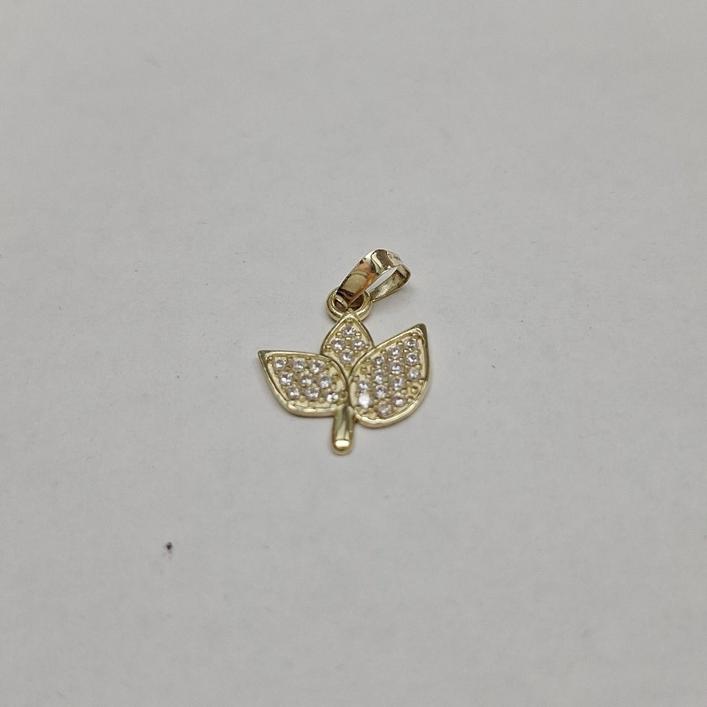 DIJE TEJIDO HOJAS CON CIRCONIAS 14K 0.9 GR (NUEVO)