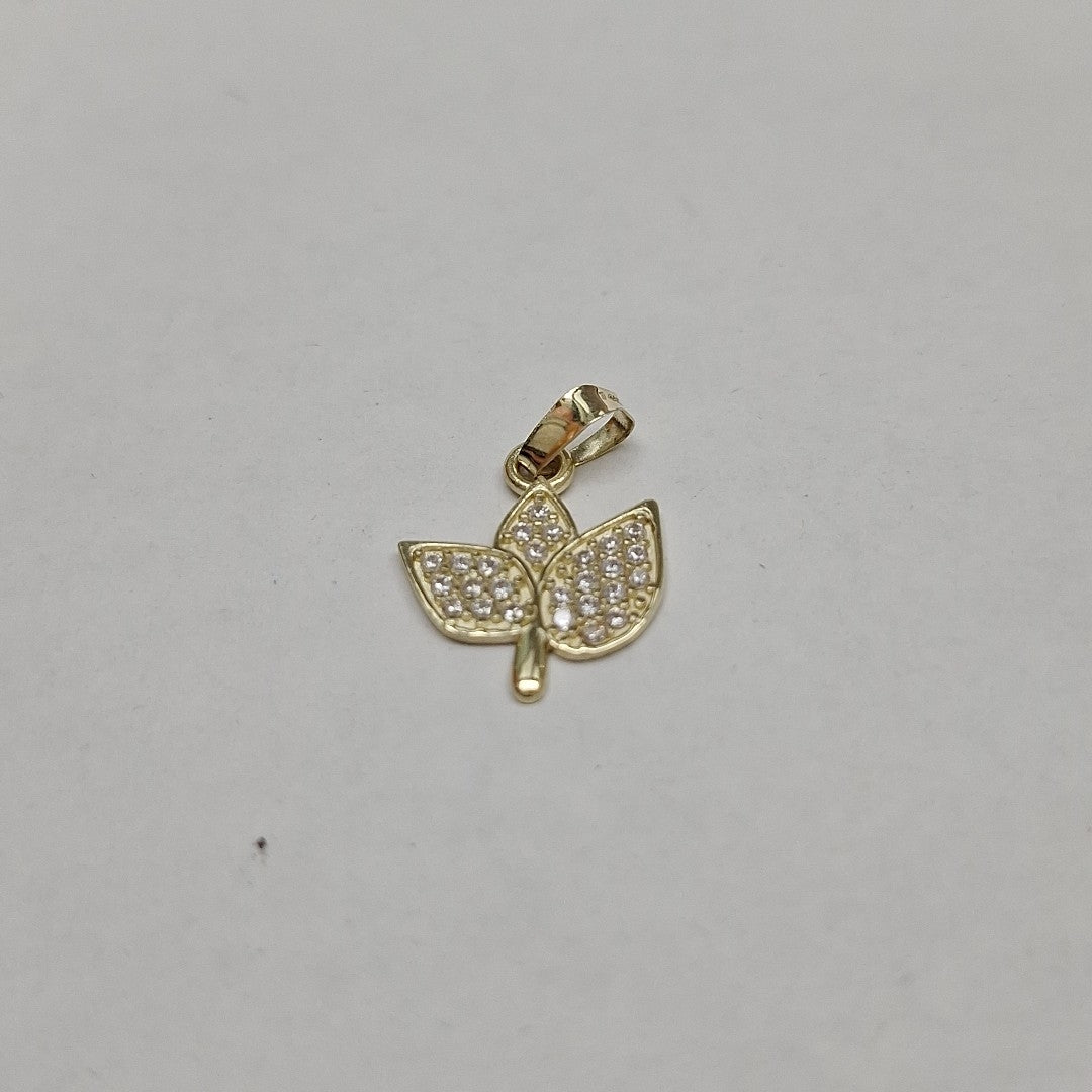 DIJE TEJIDO HOJAS CON CIRCONIAS 14K 0.9 GR (NUEVO)