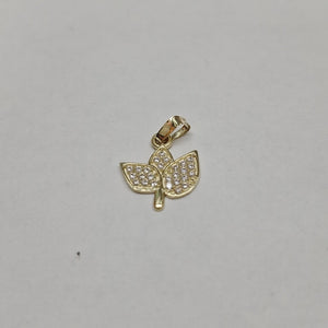 DIJE TEJIDO HOJAS CON CIRCONIAS 14K 0.9 GR (NUEVO)