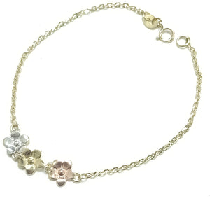 PULSERA TEJIDO ESPECIAL FIG FLORES 14K 18 CM 2 GR (NUEVO)