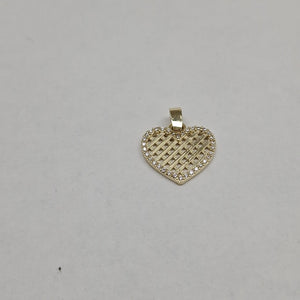 DIJE TEJIDO CORAZON CON CERCO DE CIRCONIAS 14K 1.1 GR (NUEVO)