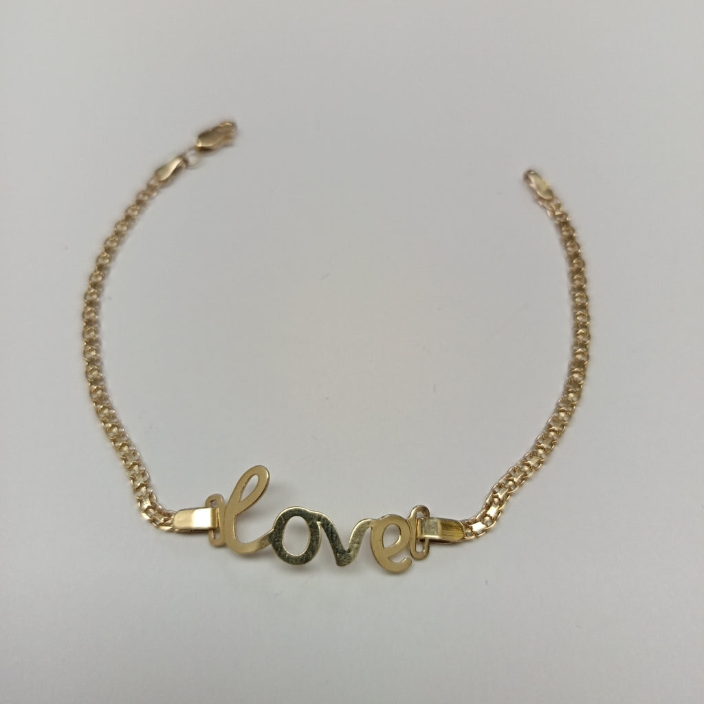 PULSERA ESCLAVA GRABADA LOVE 10K 18 CM 2.7 GR (NUEVO)