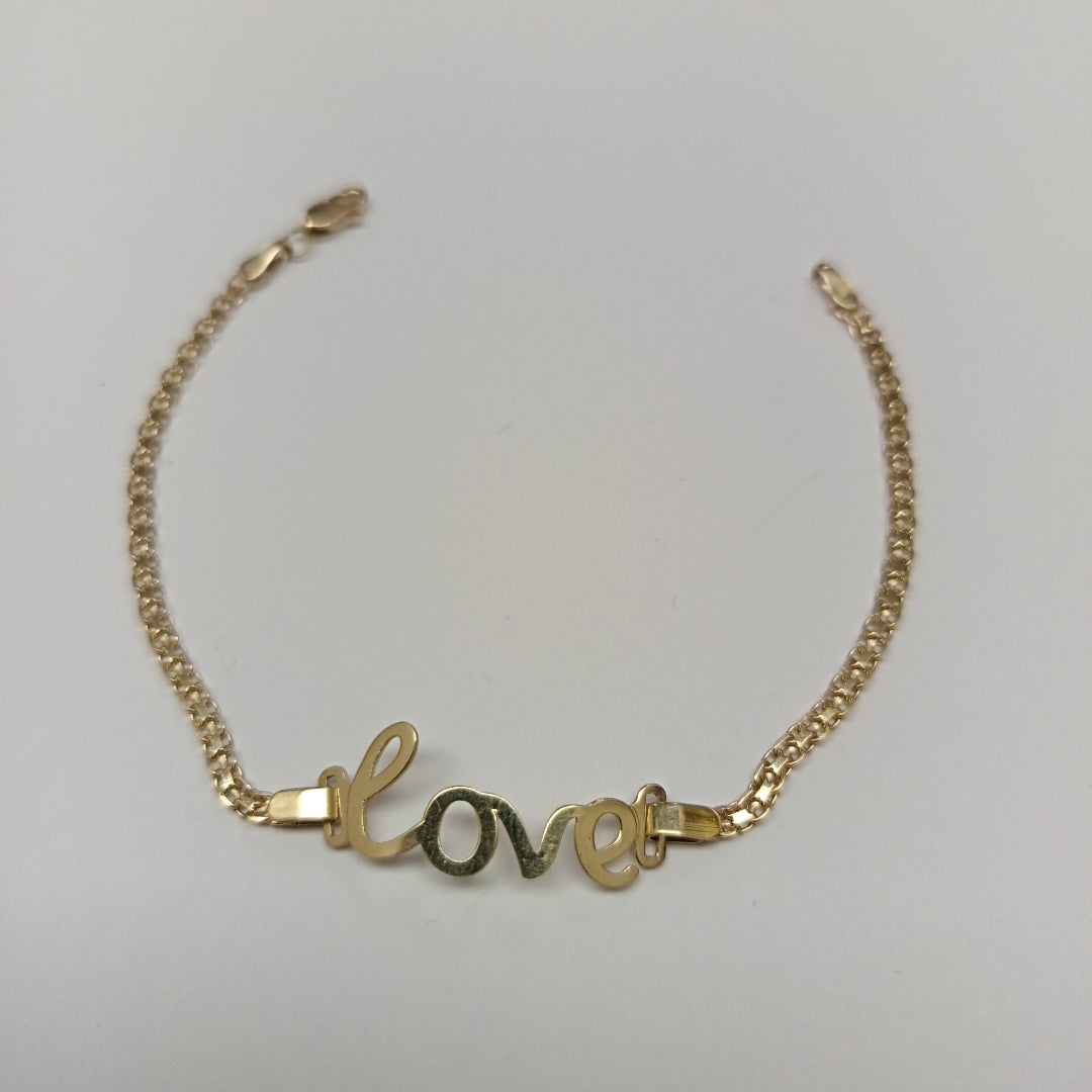 PULSERA ESCLAVA GRABADA LOVE 10K 18 CM 2.7 GR (NUEVO)