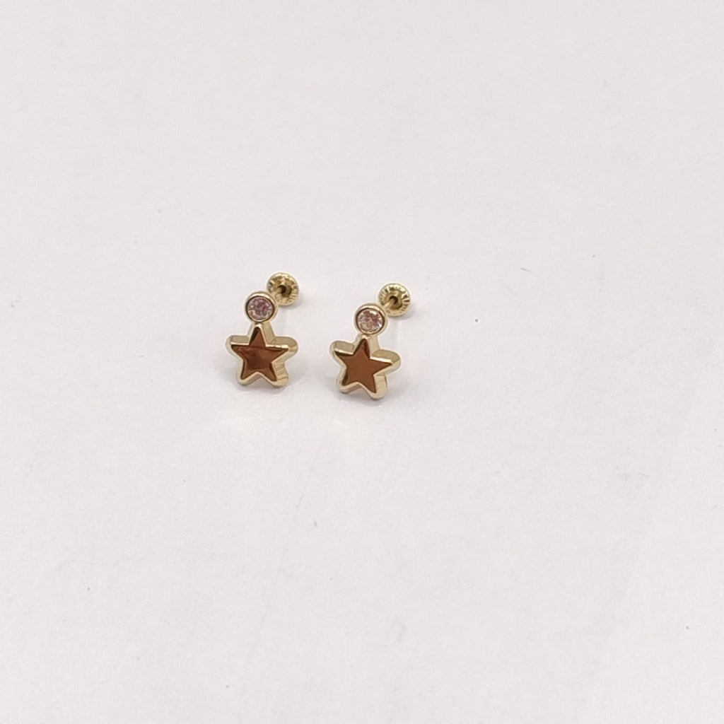 BROQUELES BROQUEL FIG ESTRELLA C CIRCONIA 14K 0.2603 GR (NUEVO)