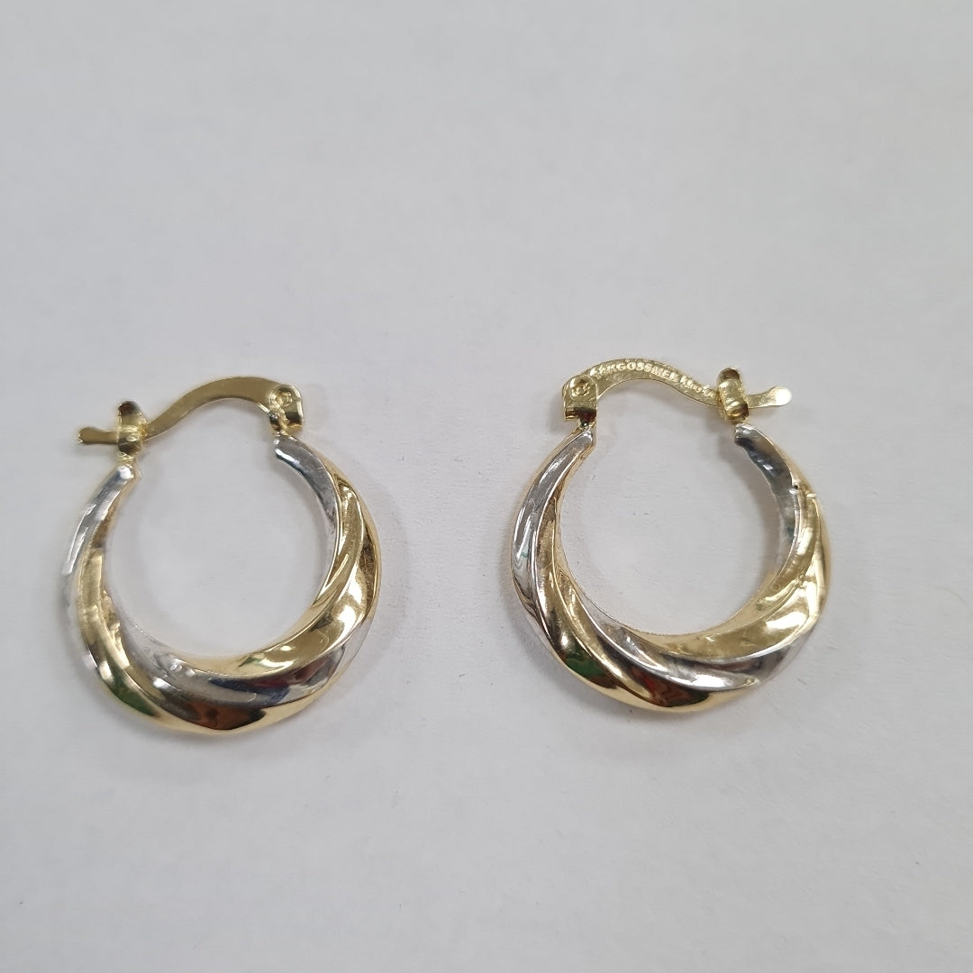 ARETES TEJIDO ARRACADA TRENZADA COMBINADA 14K 1.8 GR (NUEVO)