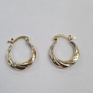 ARETES TEJIDO ARRACADA TRENZADA COMBINADA 14K 1.8 GR (NUEVO)
