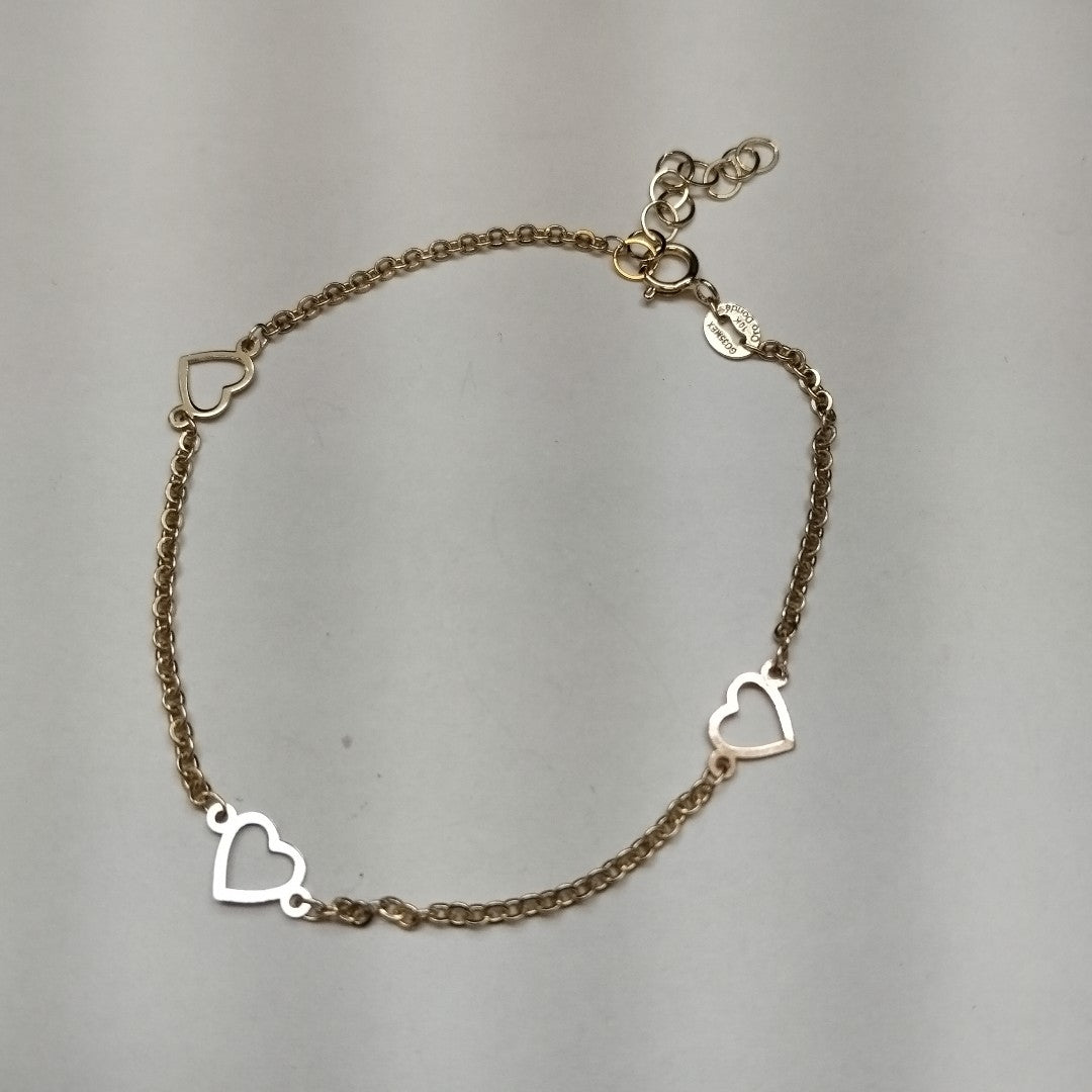 PULSERA ESPECIAL CON CORAZONES 10K 18 CM 1.2 GR (NUEVO)