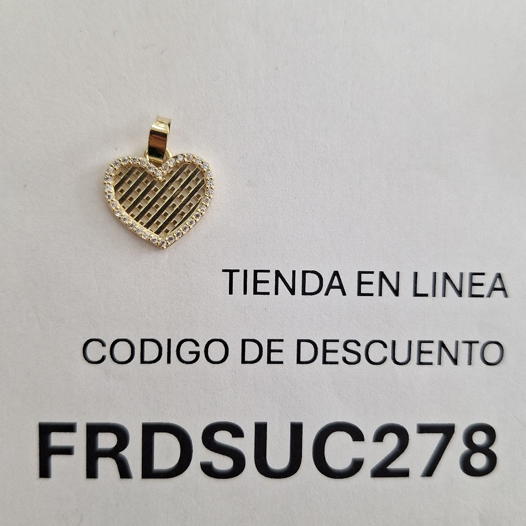 DIJE TEJIDO CORAZON CON CERCO DE CIRCONIAS 14K 1.1 GR (NUEVO)
