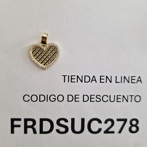 DIJE TEJIDO CORAZON CON CERCO DE CIRCONIAS 14K 1.1 GR (NUEVO)