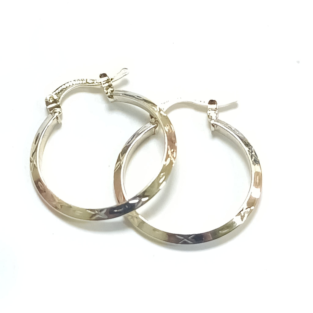 ARETES TEJIDO ARRACADAS BISELADAS COMBINADAS 14K 1.4 GR (NUEVO)