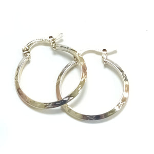 ARETES TEJIDO ARRACADAS BISELADAS COMBINADAS 14K 1.4 GR (NUEVO)
