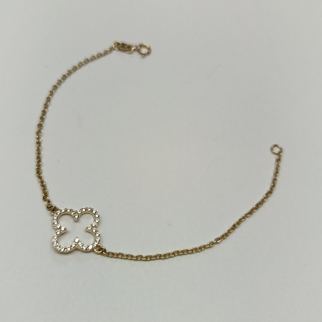 PULSERA TEJIDO ESPECIAL C CIRCONIAS 14K 18 CM 1.8 GR (NUEVO)