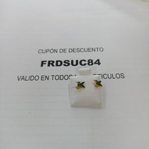 BROQUELES BROQUEL FIG COLIBRI ESMALTE VERDE 14K 0.2138 GR (NUEVO)